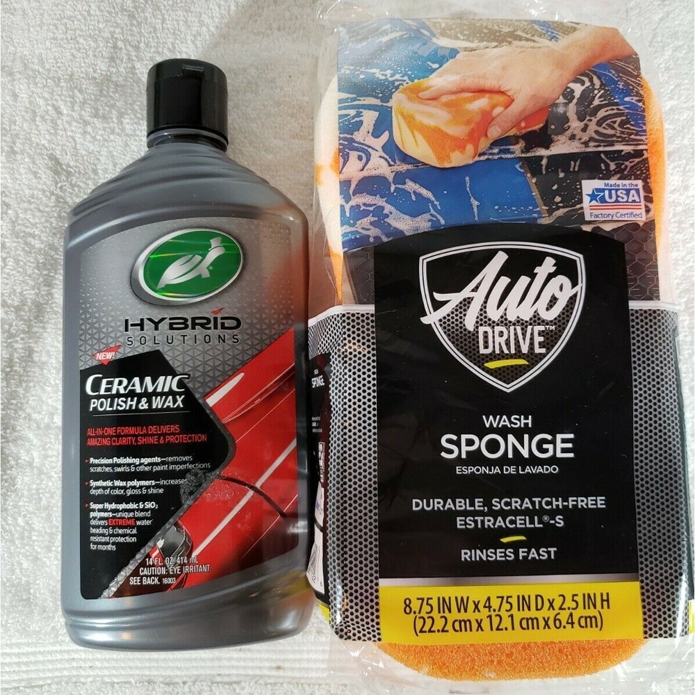 Turtle Wax Ceramic Polish Wax Hybrid Solutions with Auto Drive Wash Sponge USA